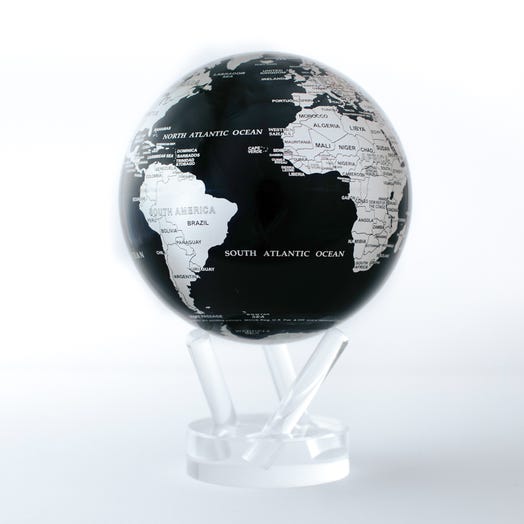 black and silver mova globe