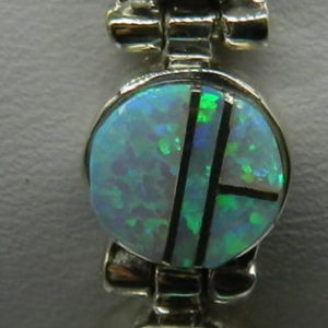 Turq Opal Inlaid Round Link Br